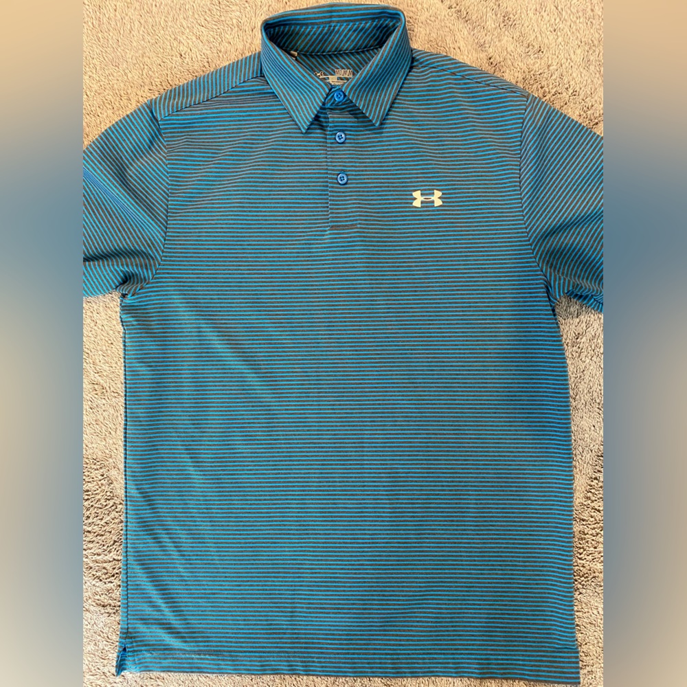 Under Armour Men's Blue Striped Polo Shirt